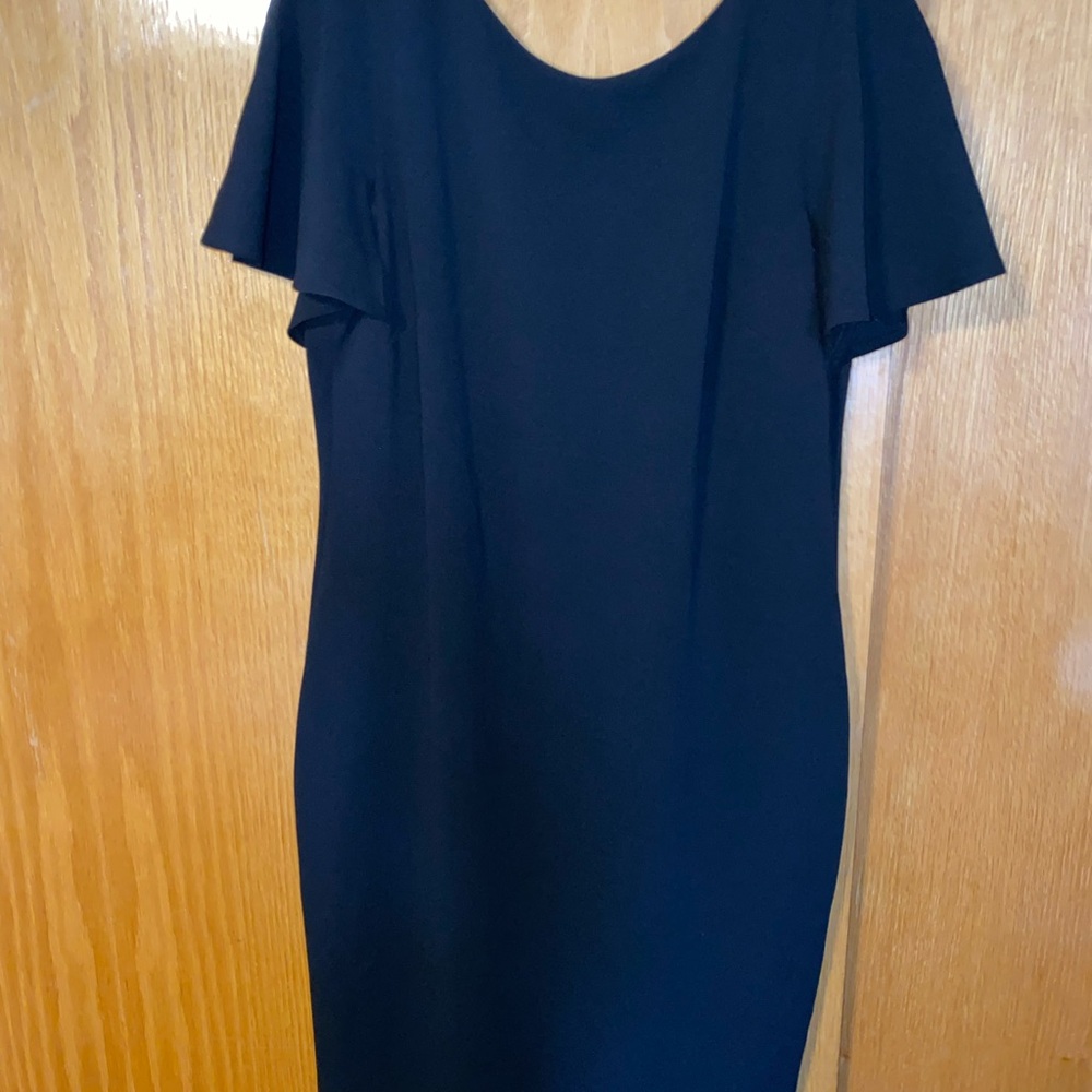 Calvin Klein Black Flutter Sleeve Sheath Dress